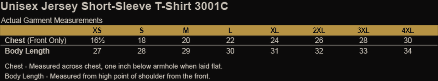 Size chart for LWAT Podcast (Red) - Unisex Essentials Active Tee