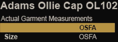 Size chart for LW&T Distressed Ollie Cap